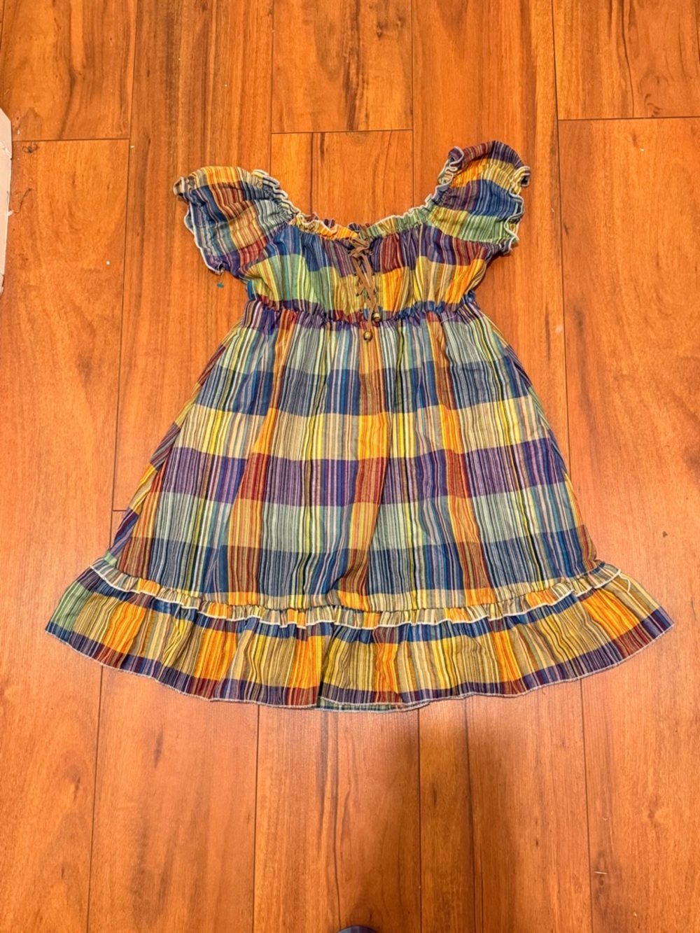 Plaid Ruffle-Hem Women's Babydoll Top in Mustard, Navy & Green